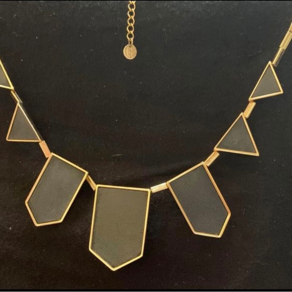 House of Harlow 1960 Black & Gold Geometric Statement Necklace